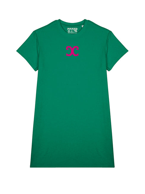 Badstof Dress CC Velvet Neon Pink - Green